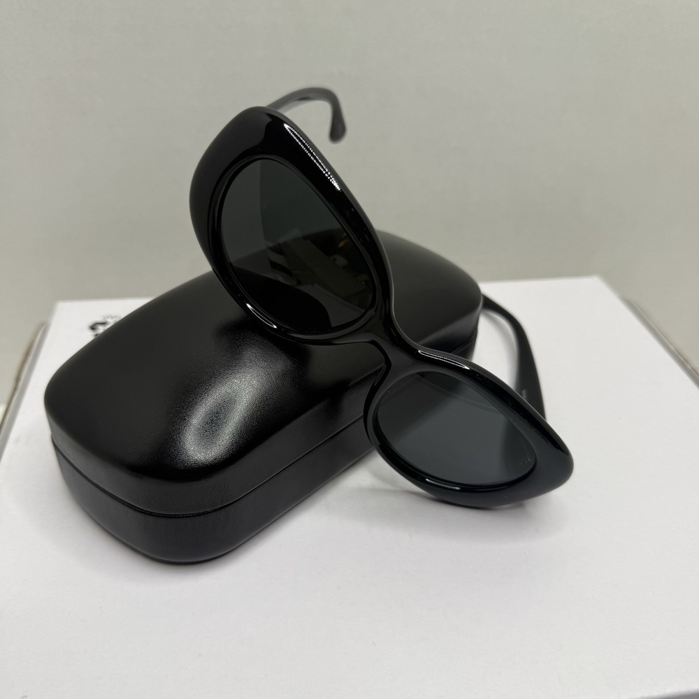 Coach HC8391U CR609 Black Oval Sunglasses 53-21-140 w/ Case